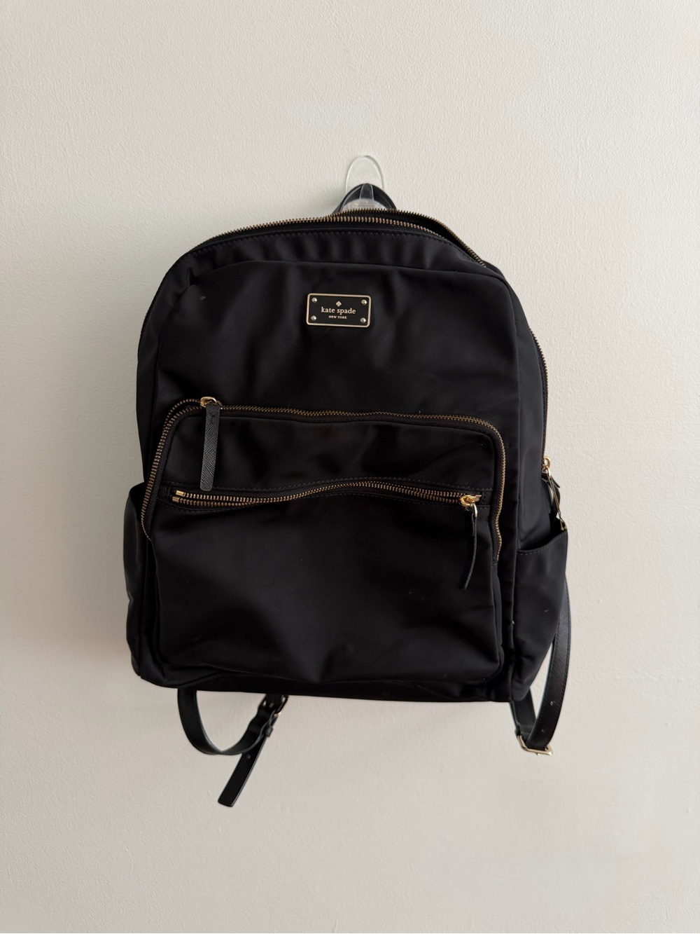kate spade Black Nylon Backpack with Gold Hardware